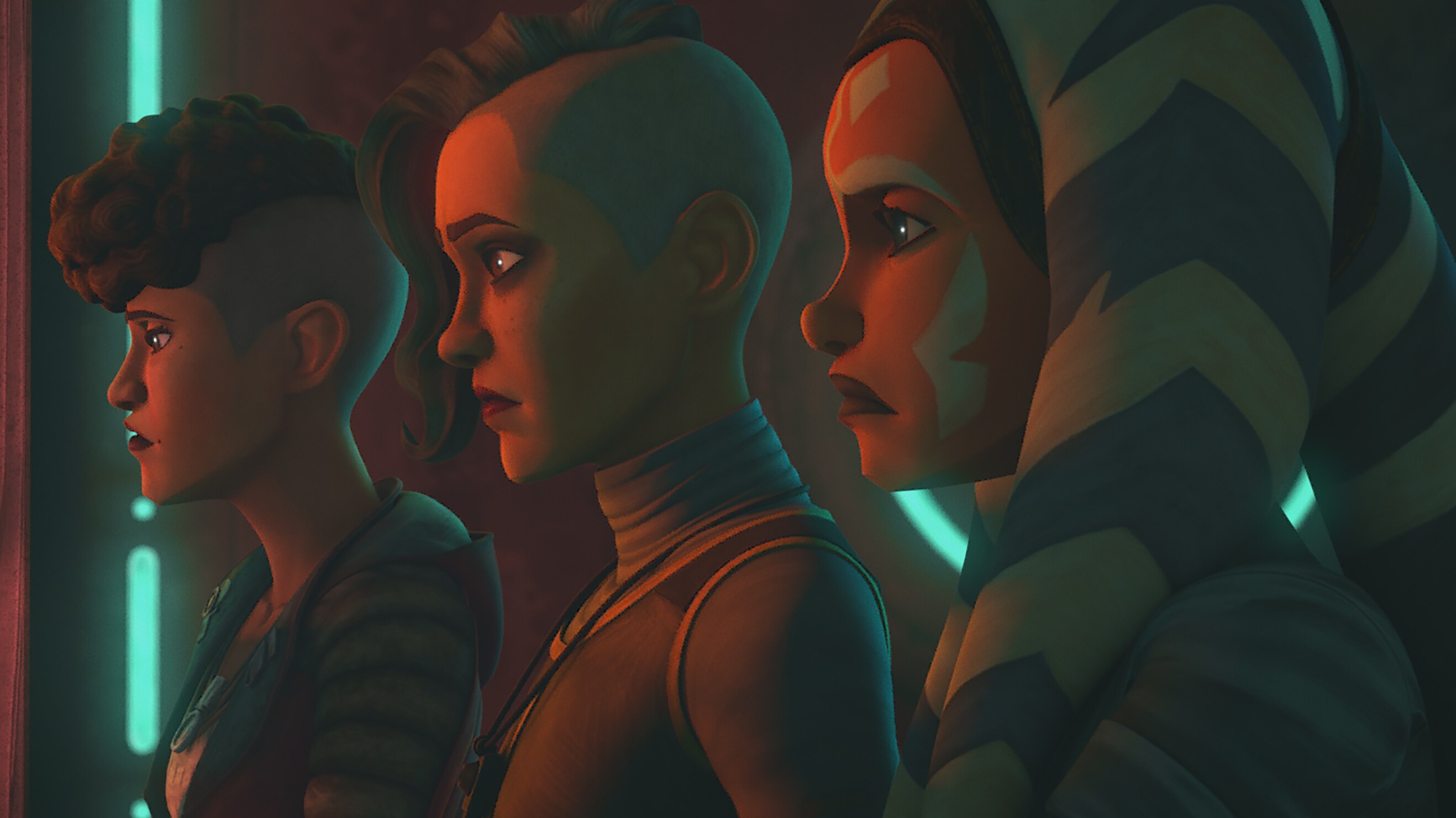 Trace, Rafa and Ahsoka are imprisoned by the Pykes in STAR WARS: THE CLONE WARS, exclusively on Disney+.