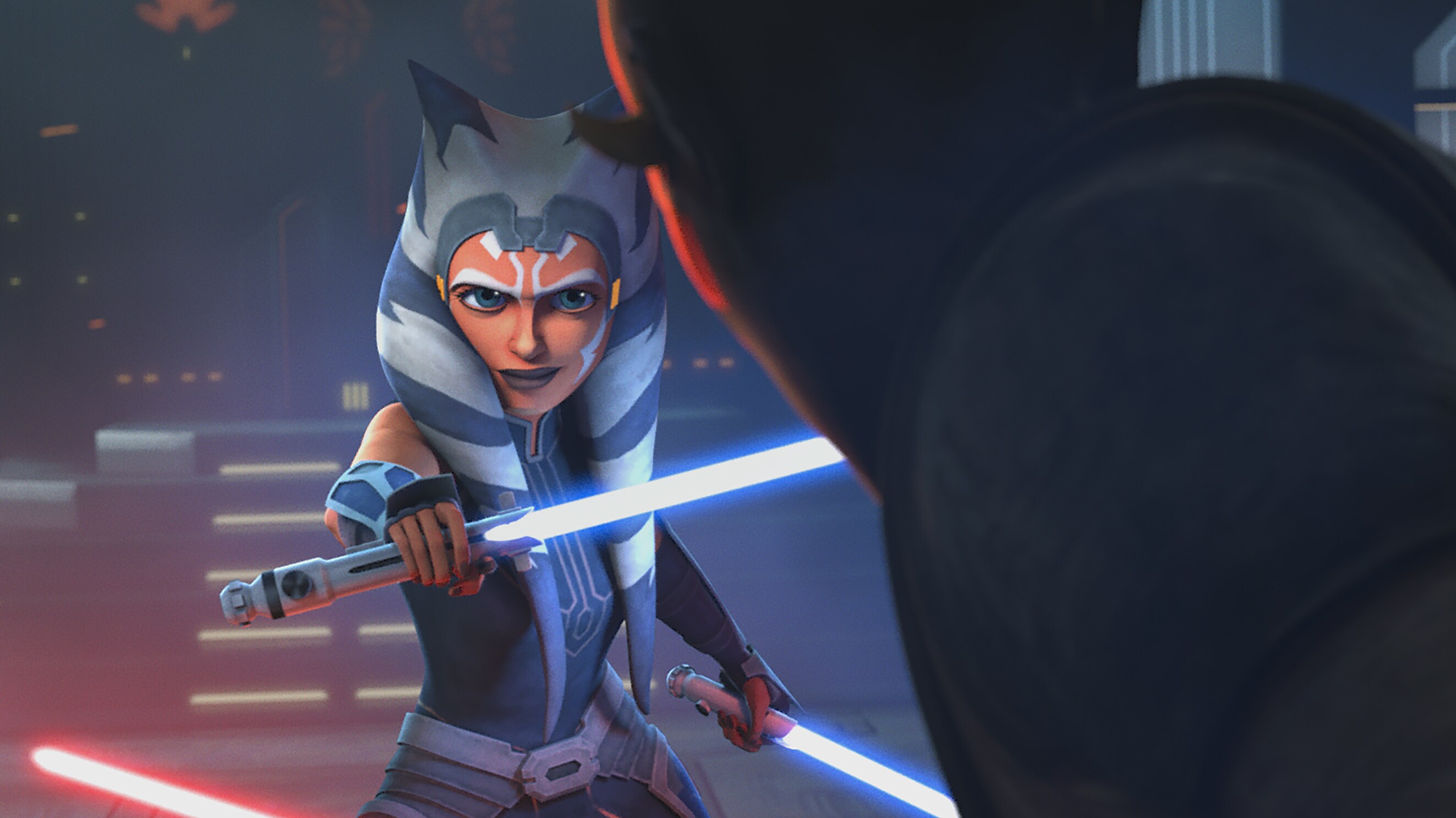 Ahsoka Tano and Maul in STAR WARS: THE CLONE WARS, exclusively on Disney+.