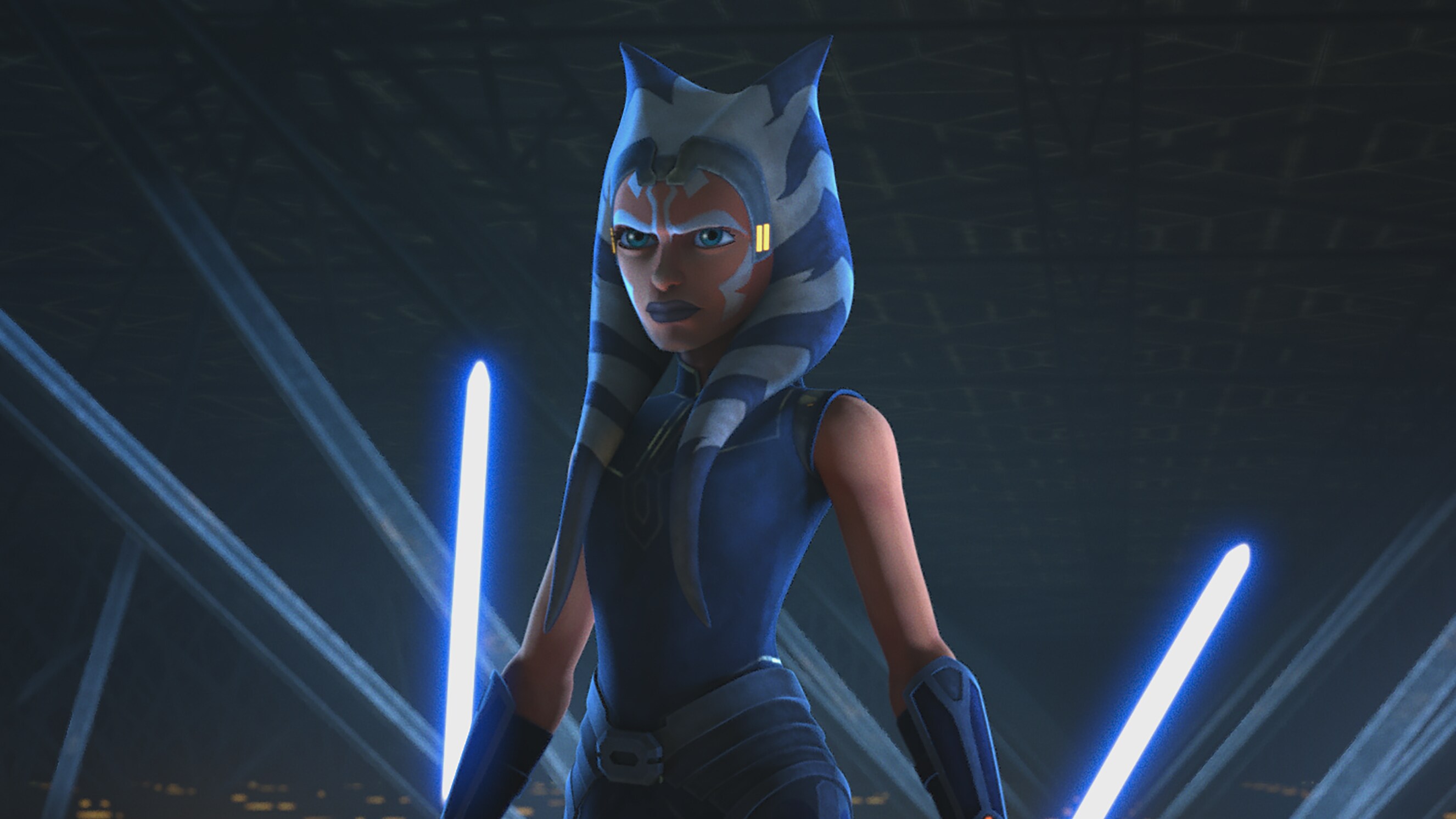 Ahsoka Tano confronts Maul in STAR WARS: THE CLONE WARS, exclusively on Disney+.