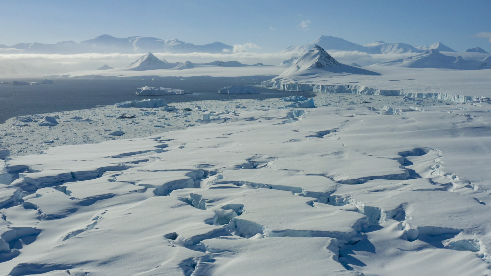 Ice flow in Antarctica. (credit: National Geographic for Disney+/Bertie Gregory)