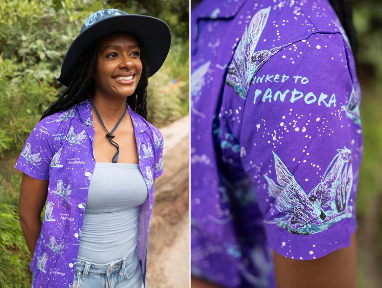 Bioluminescence Banshee Button Up  Bioluminescence Banshee Button Up - Glowing banshees soar across this button-up inspired by the night skies of Pandora – The World of Avatar.