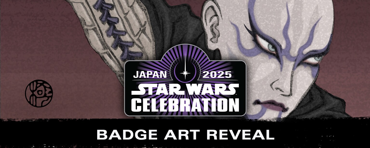 Asajj Star Wars Celebration Japan Badge Art by TAKUMI and Star Wars Celebration Japan logo.