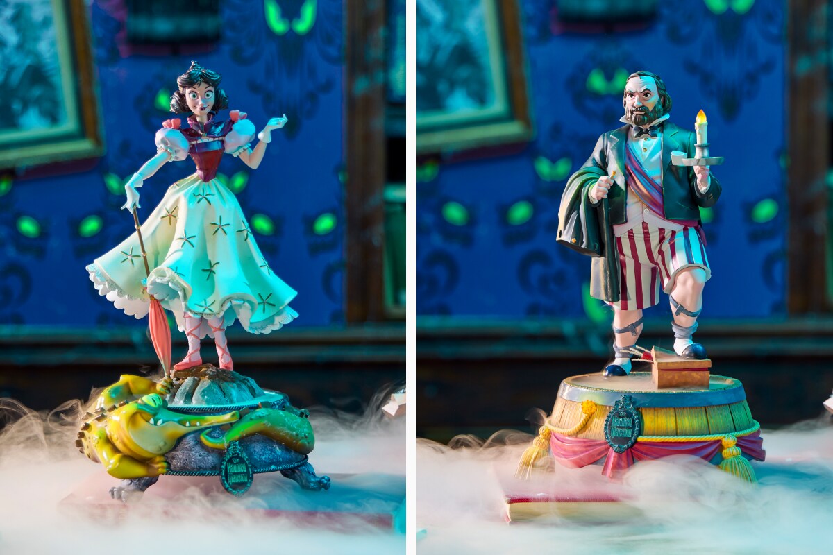 A selection of Haunted Mansion themed light-up ornaments from Disney Store Australia & New Zealand.