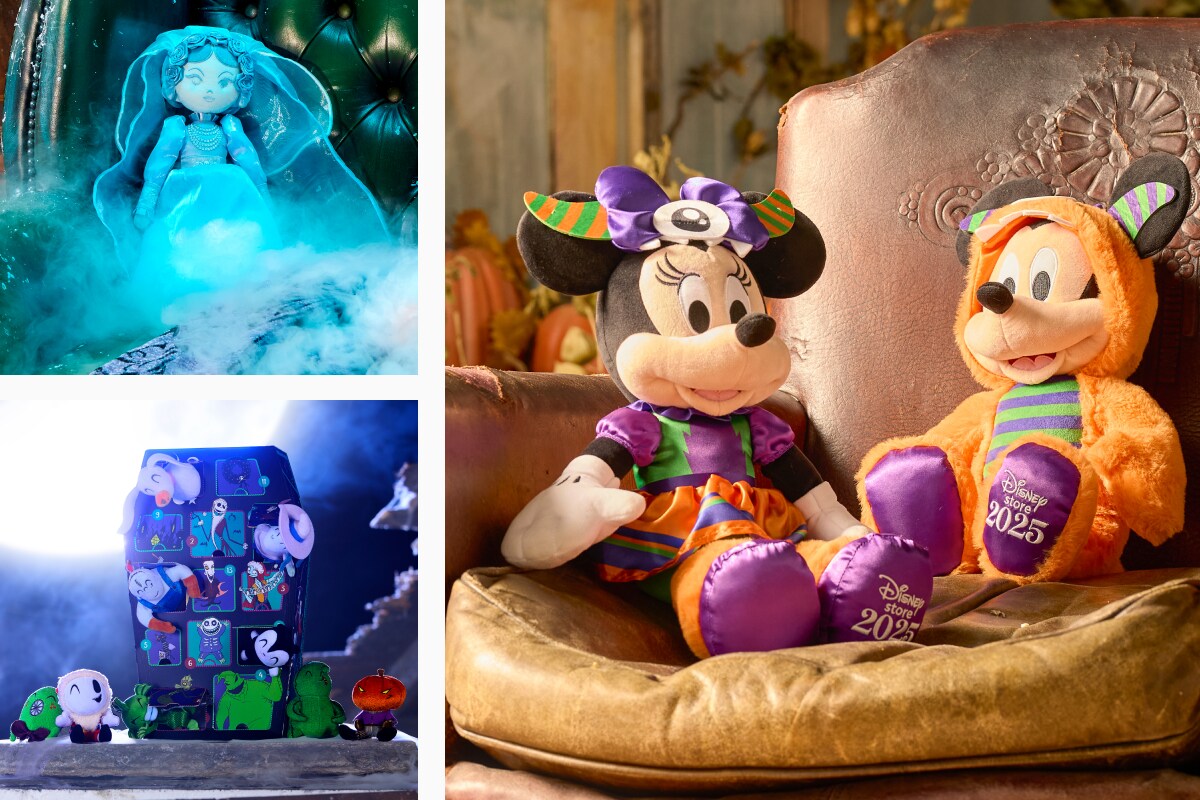 A selection of Halloween plush, including Mickey and Minnie Mouse, from Disney Store Australia & New Zealand.