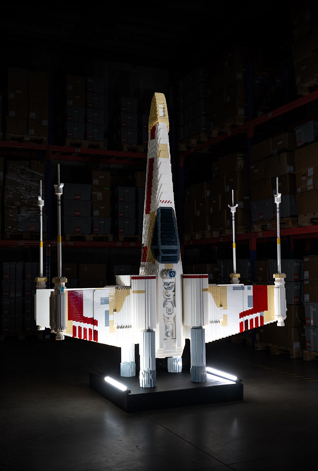 A LEGO brick model of the iconic X-wing Red 5 will be on display in the Melbourne Museum foyer.