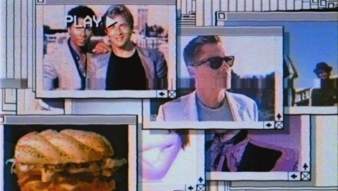 A selection of images from the 1980s replicating a computer screen from that era