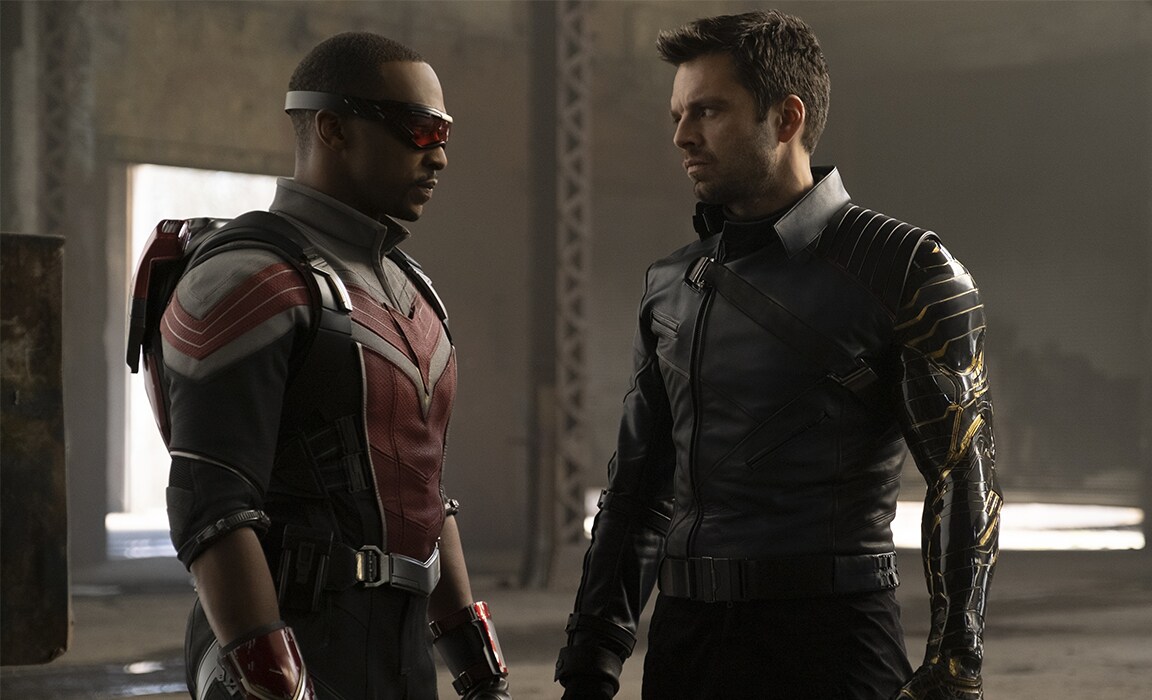 Sam Wilson and 'Bucky' Barnes from The Falcon and The Winter Soldier on Disney Plus