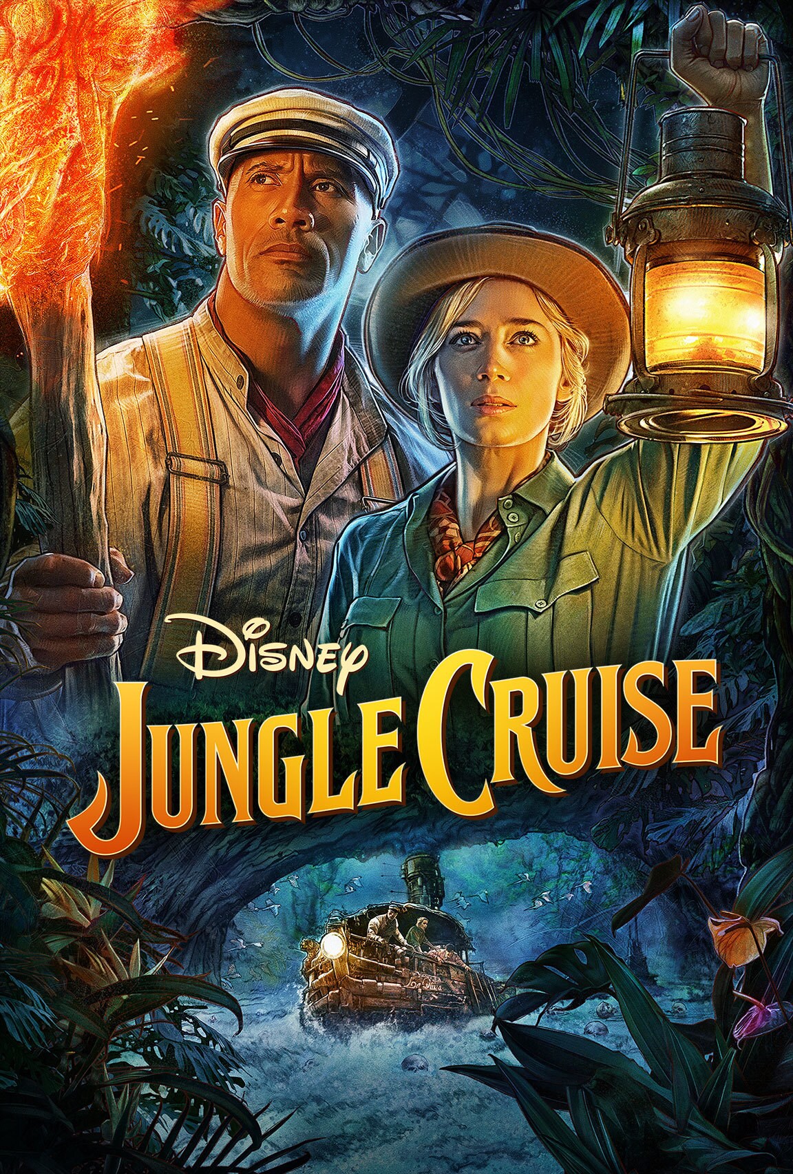 Dwayne Johnson and Emily Blunt in Jungle Cruise on Disney Plus