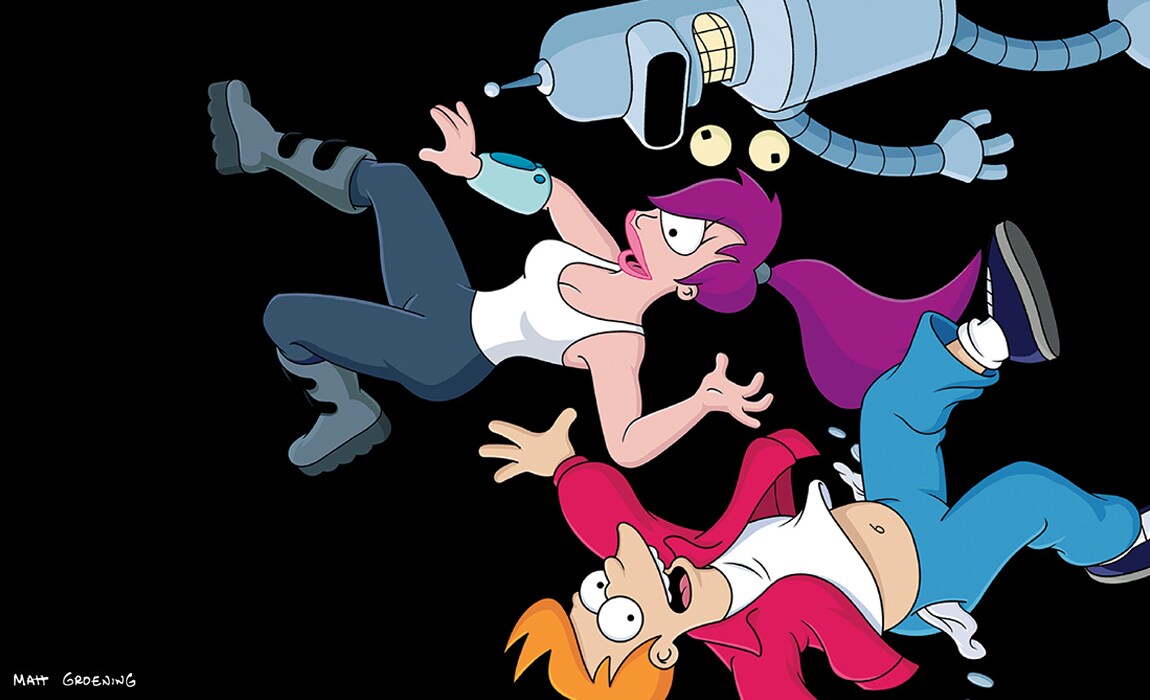 Leela, Fry and Bender from Futurama streaming on Disney Plus