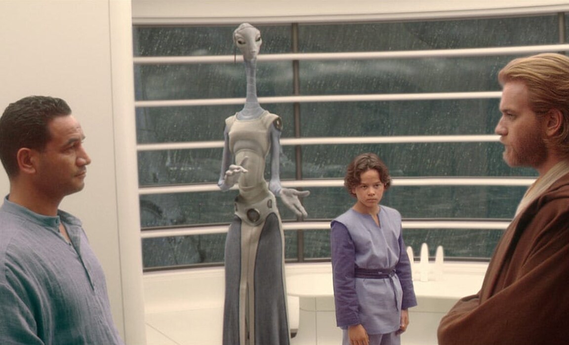 Temeura Morrison, Daniel Logan and Ewan McGregor in a scene from Star Wars: Episode II - Attack of the Clones Temeura Morrison, Daniel Logan and Ewan McGregor in a scene from Star Wars: Episode II - Attack of the Clones