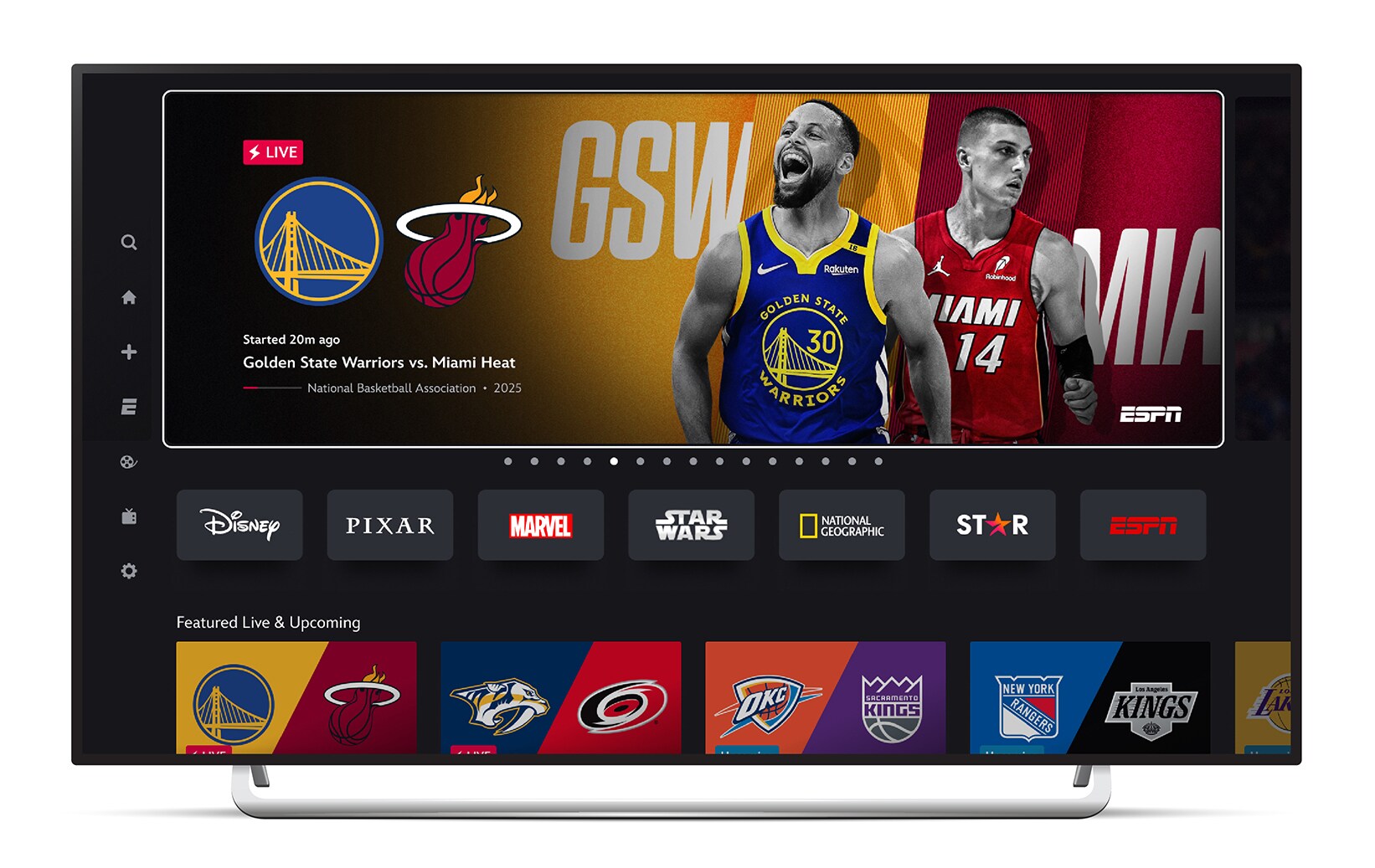 A preview of the ESPN on Disney+ user interface | Disney+ Australia & New Zealand.