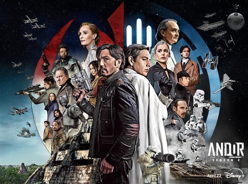 Poster artwork for season 2 of Andor, only on Disney+