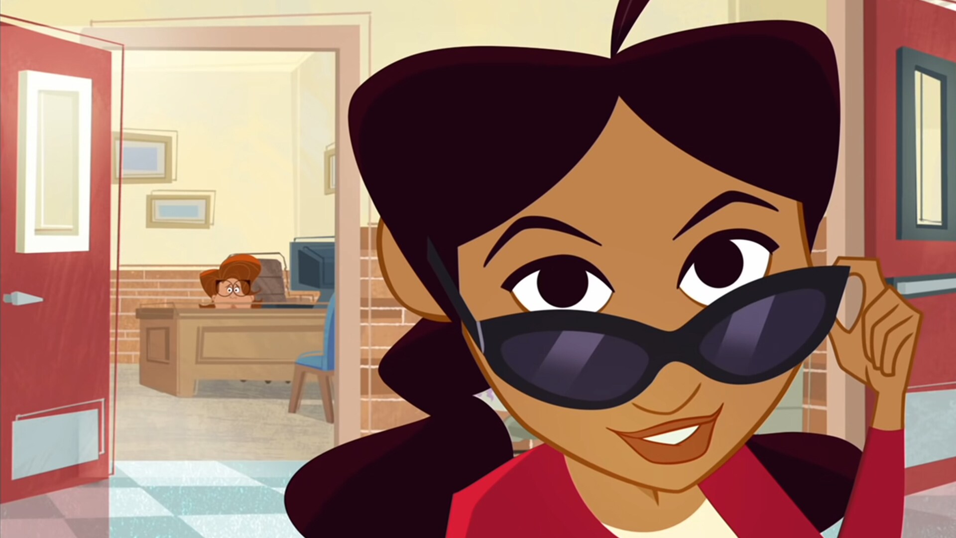 The animated character Penny Proud looks over her sunglasses from The Proud Family: Louder and Prouder