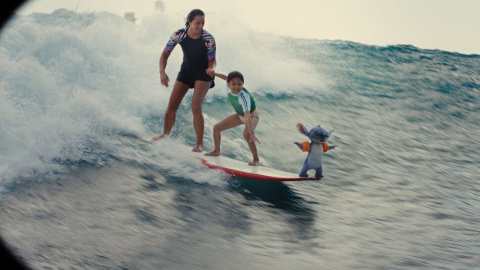 (L-R) Sydney Agudong as Nani, Maia Kealoha as Lilo and Stitch in Disney’s live-action LILO & STITCH. Photo courtesy of Disney. © 2025 Disney Enterprises Inc. All Rights Reserved.