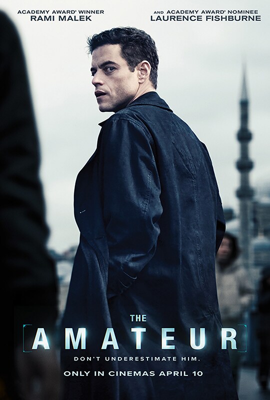 Official 20th Century Studios movie poster for The Amateur starring Rami Malek.