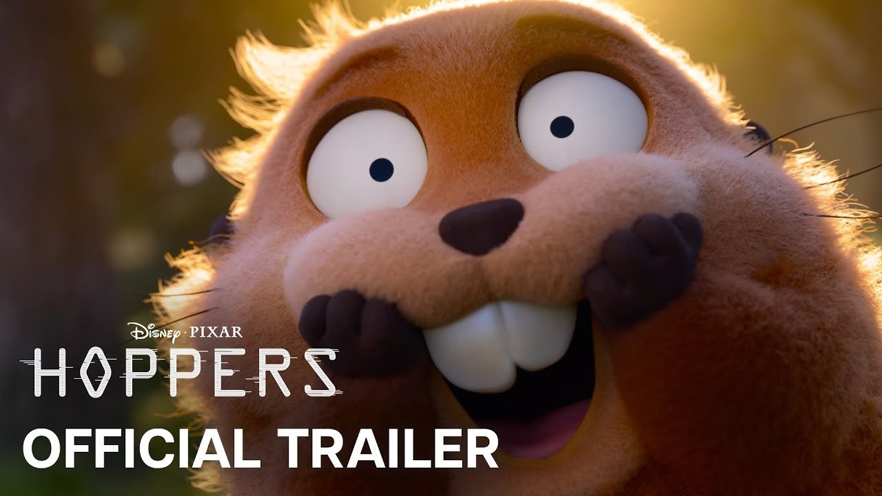 A thumbnail image for the official trailer for the Hoppers movie from Disney and Pixar.