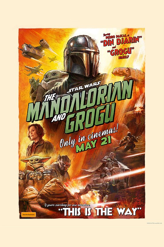 A teaser movie poster for The Mandalorian and Grogu in Australian cinemas, May 2026.