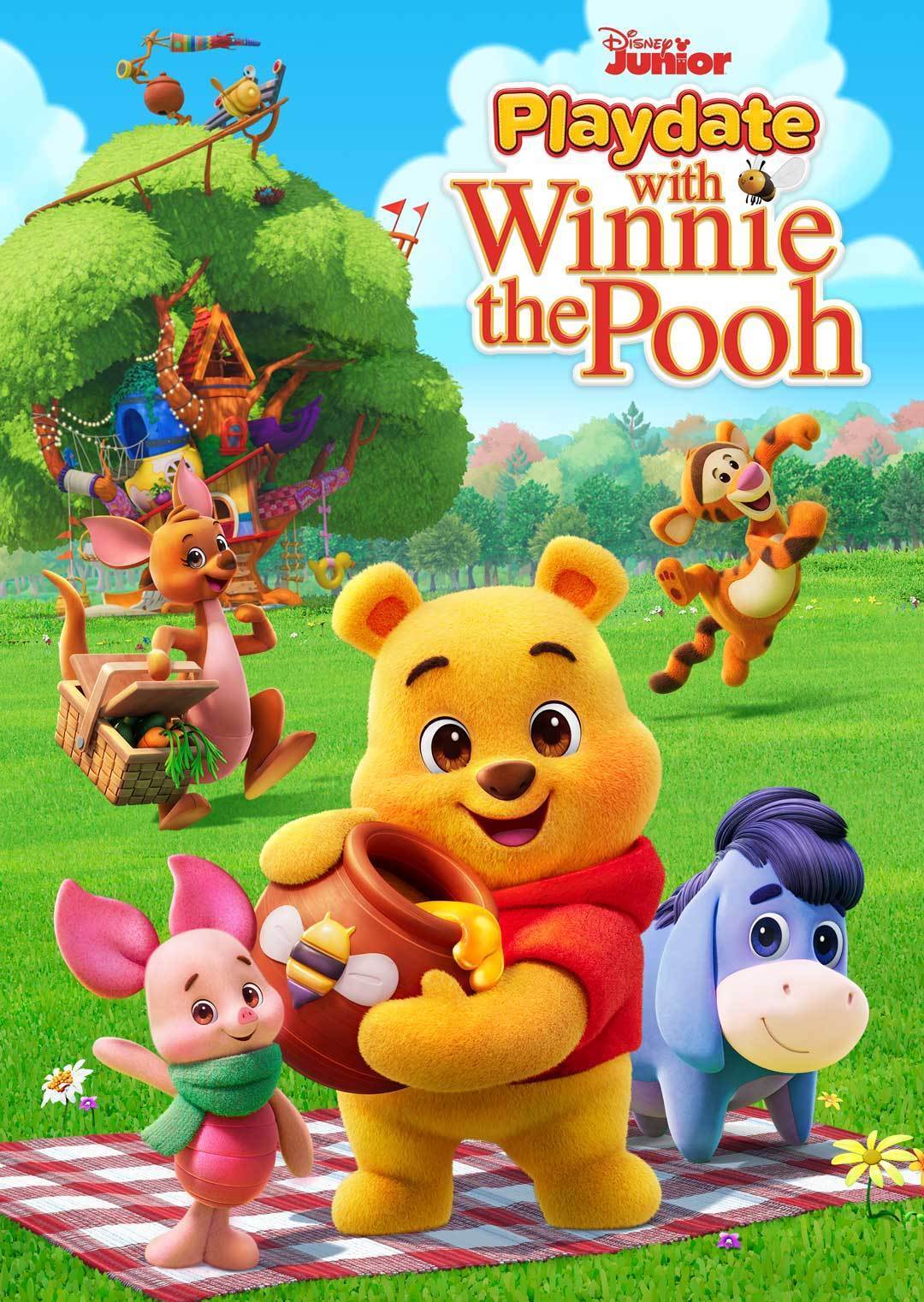 Marketing poster for Playdate with Winnie The Pooh streaming on Disney+
