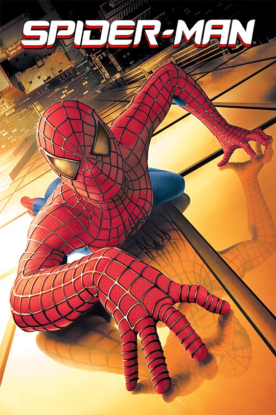 Spider-Man in his famous red and blue suit, with gold web adorning the outside in a web-pattern, climbs the side of what appears to be a large sky scraper.