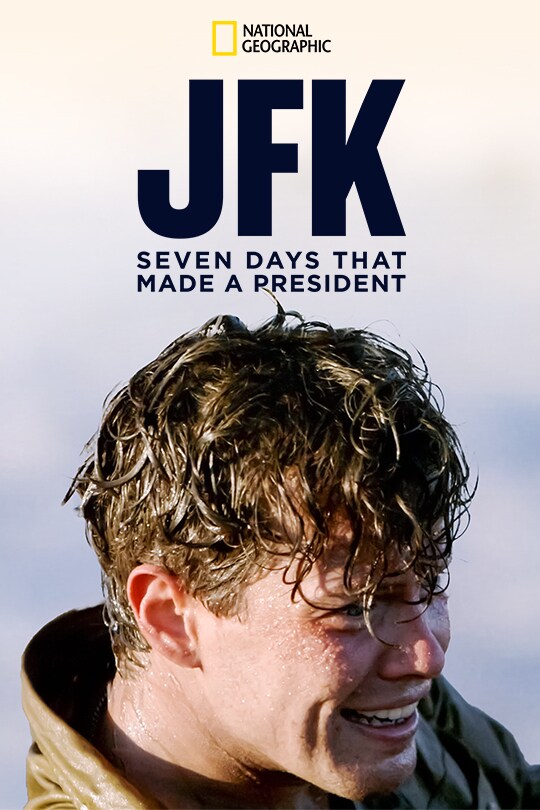 A young laughing John F Kennedy features below the JFK Seven Days That Made A President title.