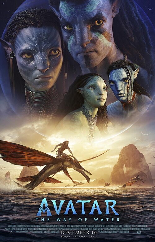 Avatar: The Way of Water poster displayed inside a phone mockup