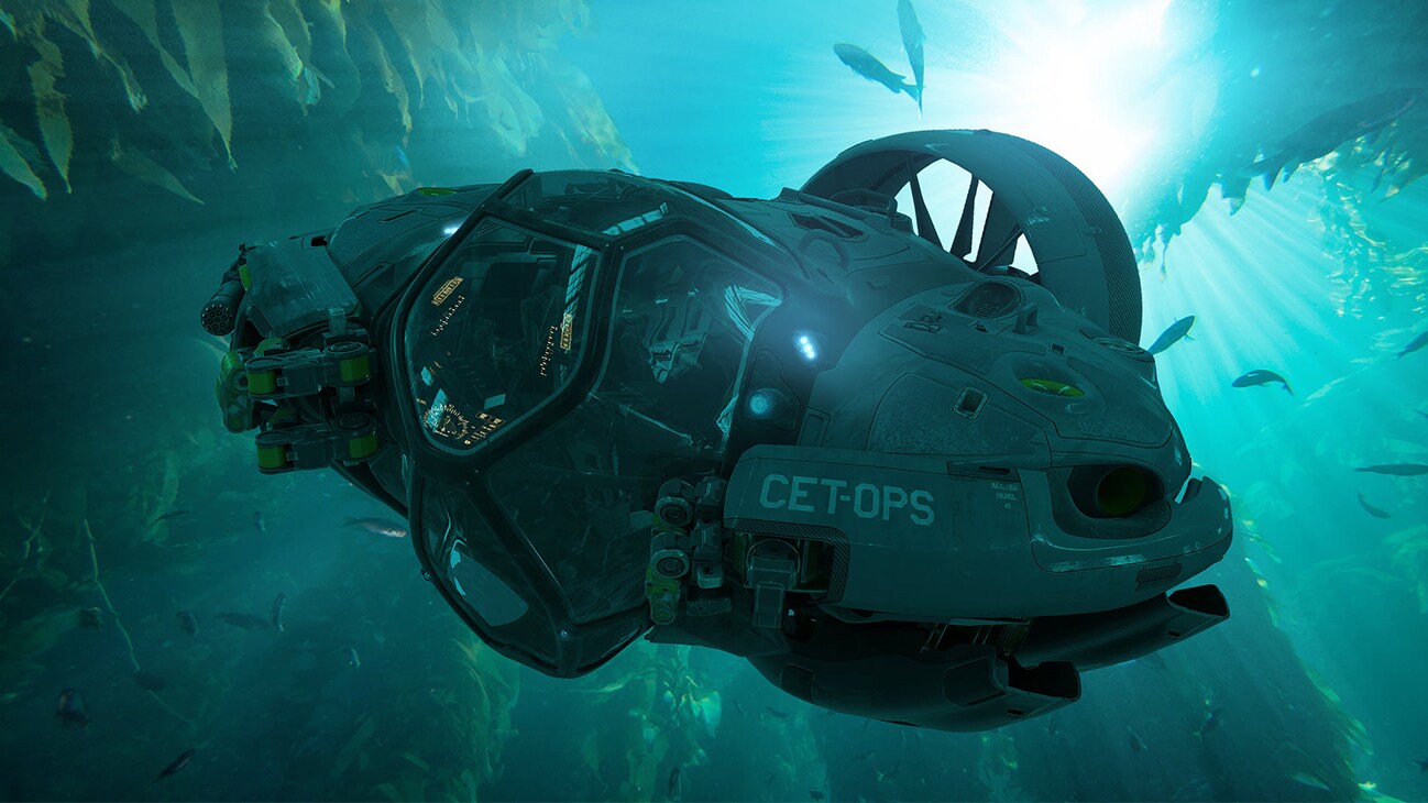 Crab Suit concept art – The Crab Suit is a single-pilot, multifunctional submersible that can be used underwater and also on land. It is one of the many new RDA vehicles that will be seen in the Avatar sequels.