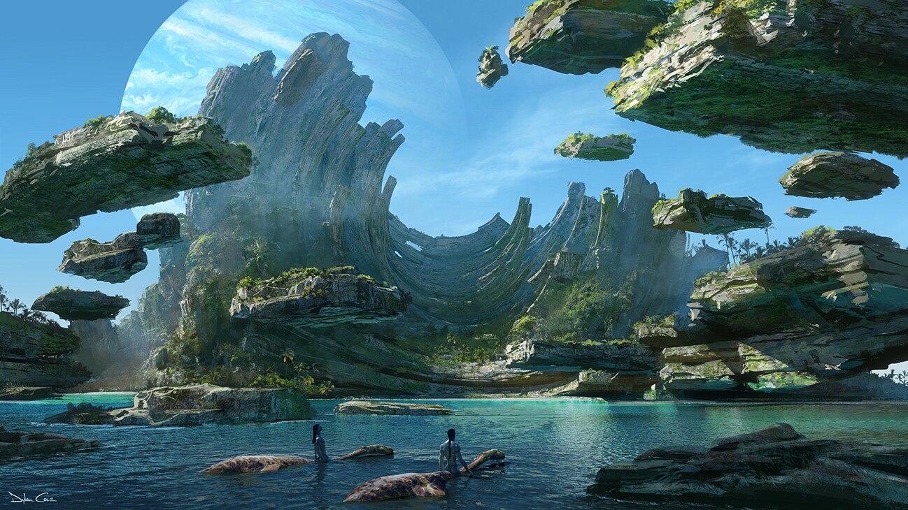 The Cove of the Ancestors concept art – This area with its inverted arches – known as The Cove of the Ancestors – is a sacred location for the Metkayina Clan.