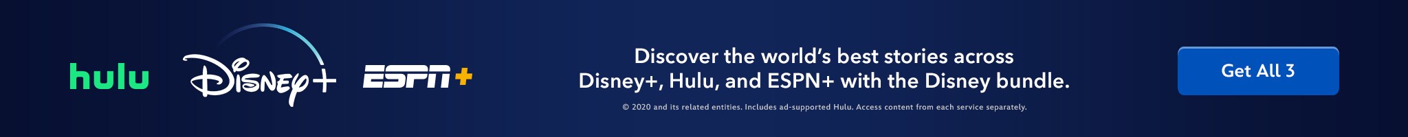 Disney+ | Hulu | ESPN+ | Discover the world's best stories across Disney+, Hulu, and ESPN+ with the Disney bundle. Get All 3.