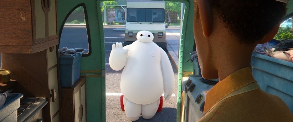 Baymax greets the homeowner in Walt Disney Animation Studios' Baymax!