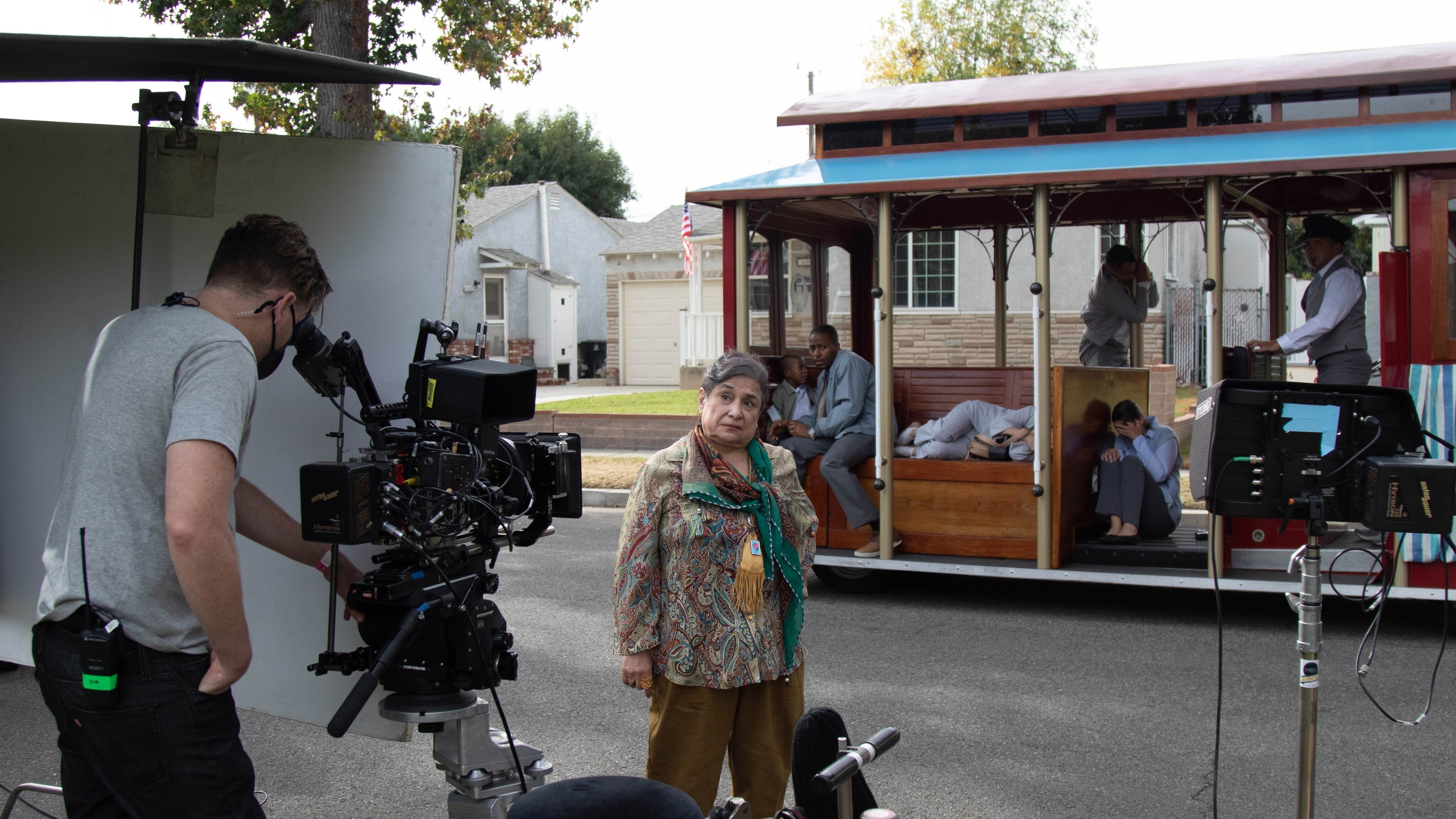 Melba Martinez, PHD as Chepa on the set of Disney’s “LAUNCHPAD” Season One short, “THE LAST OF THE CHUPACABRAS,” Written and Directed by Jessica Mendez Siqueiros. Photo courtesy of Disney. © 2021 Disney Enterprises, Inc. All Rights Reserved.