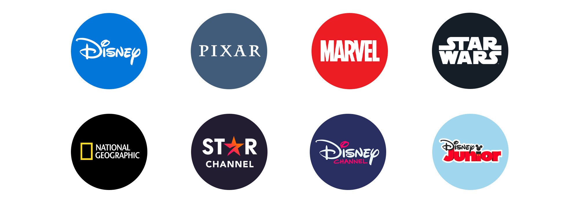 Disney Brands, Disney, Pixar, Marvel, Star Wars, EPSN, National Geographic, Star Channel, 24Kitchen, Disney Channel and Disney XD