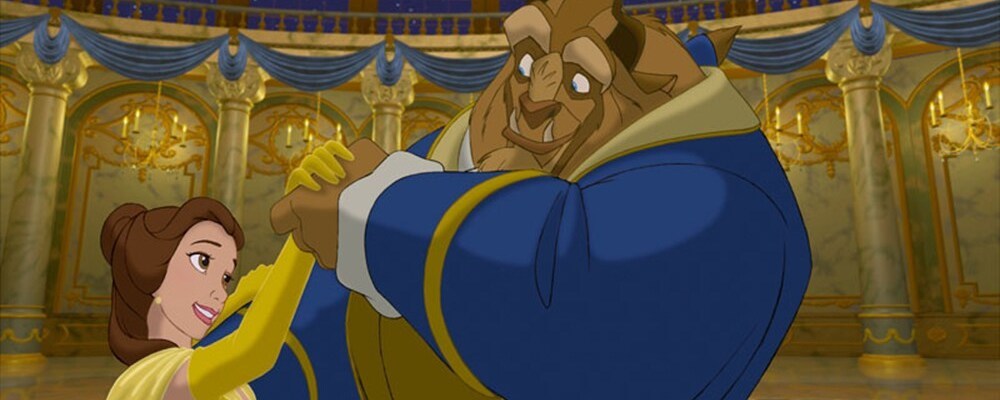 Belle and the Beast dancing in "Beauty and the Beast"