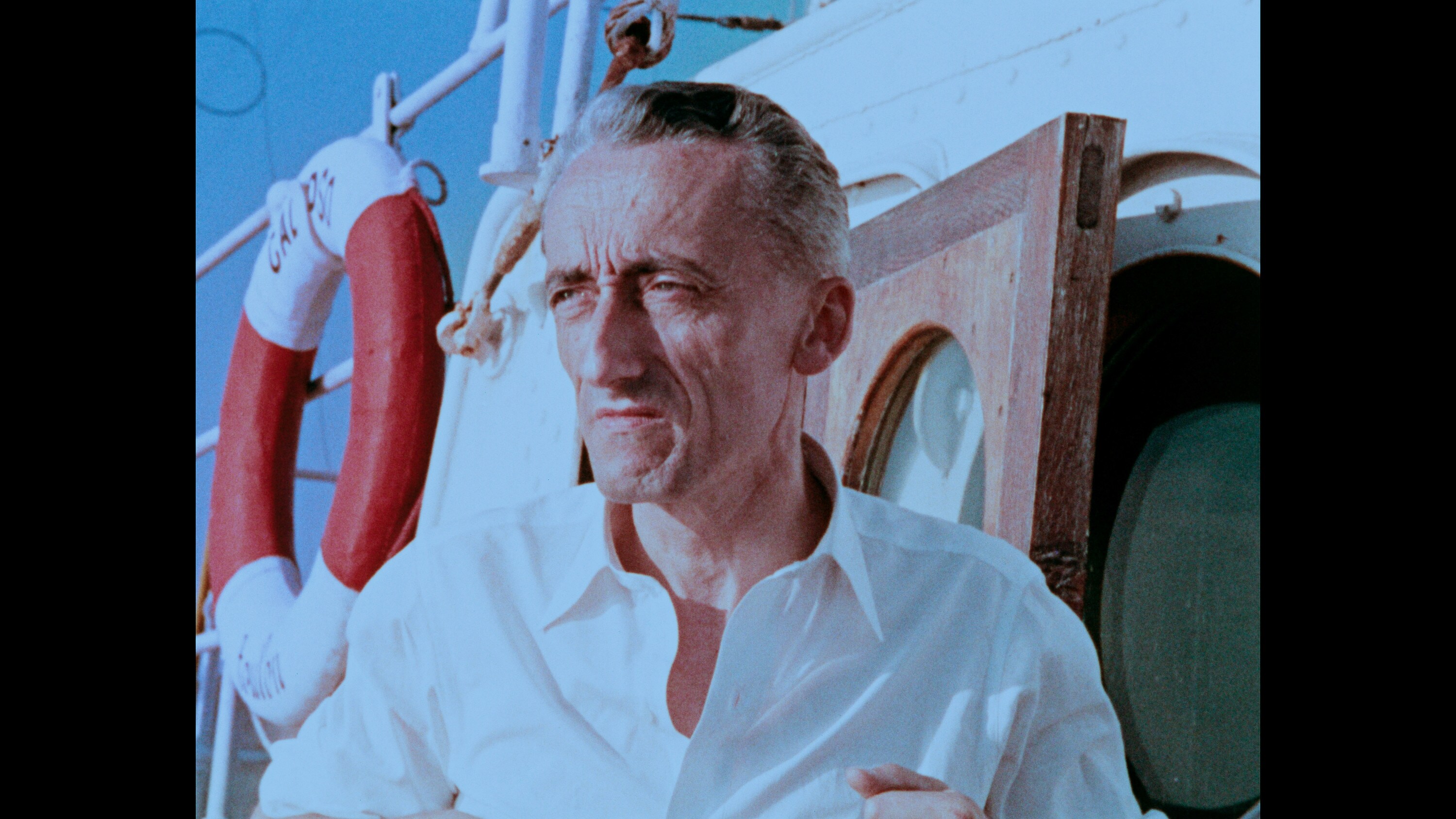 Jacques Cousteau aboard his ship Calypso, circa 1955. (Credit: The Cousteau Society)