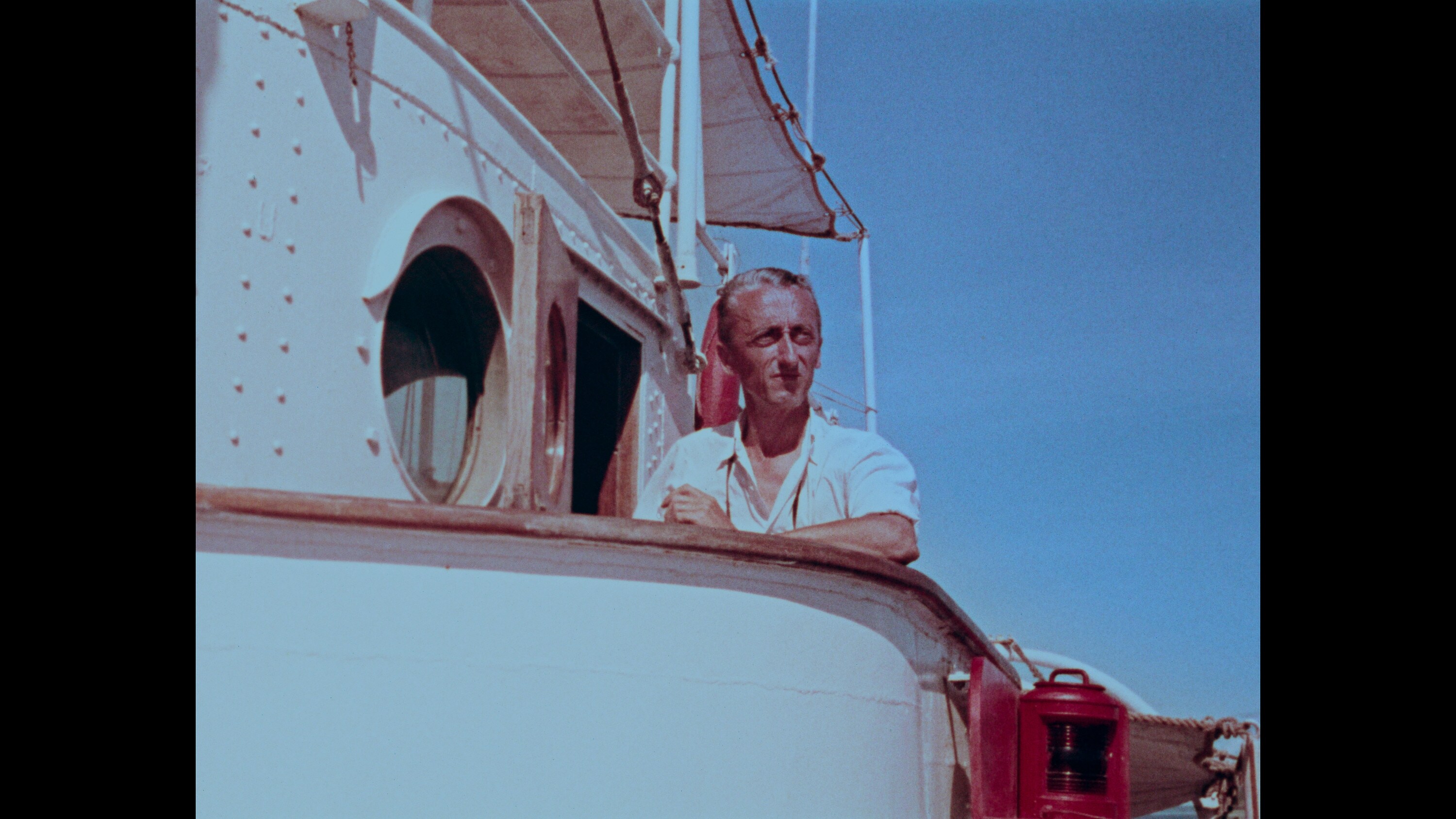 Jacques Cousteau aboard his ship Calypso. (Credit: The Cousteau Society)