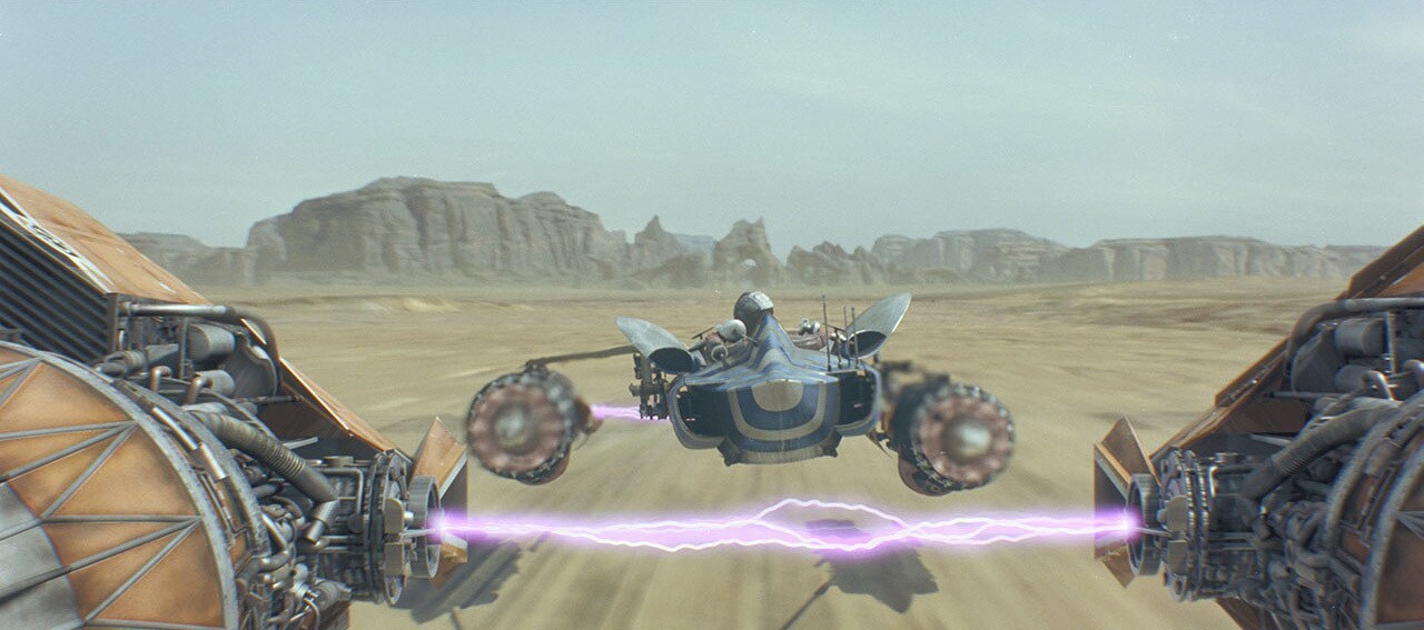 A scene from the podrace in The Phantom Menace