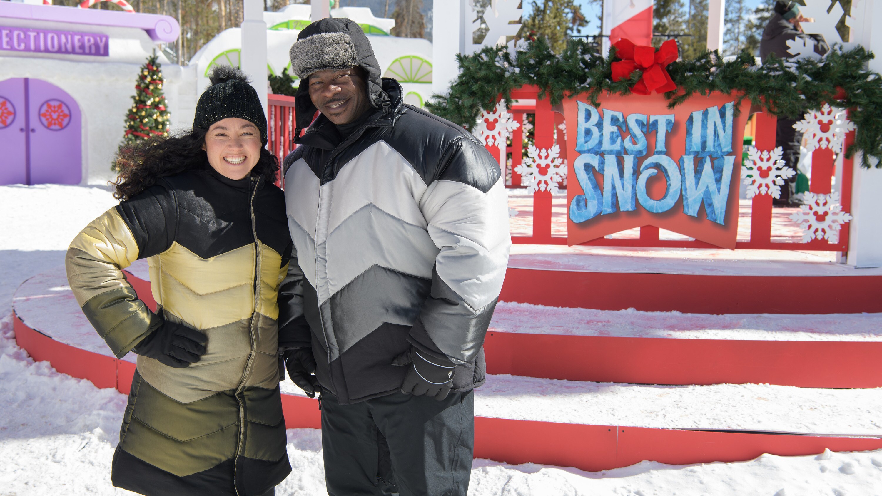 BEST IN SNOW. Judges, Sue McGrew and Andre Rush. (Disney/Todd Wawrychuk)