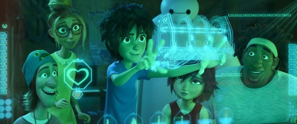 Hiro and his friends in the animated movie "Big Hero 6"