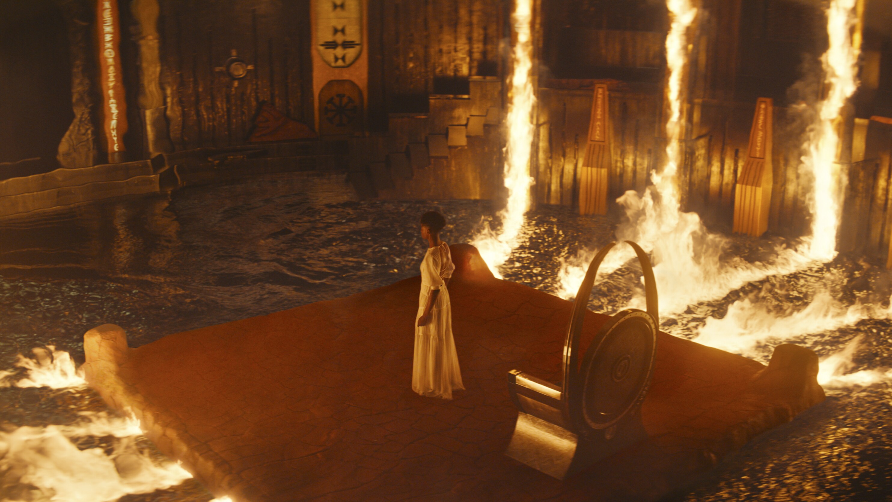 Shuri stood in a fiery room.