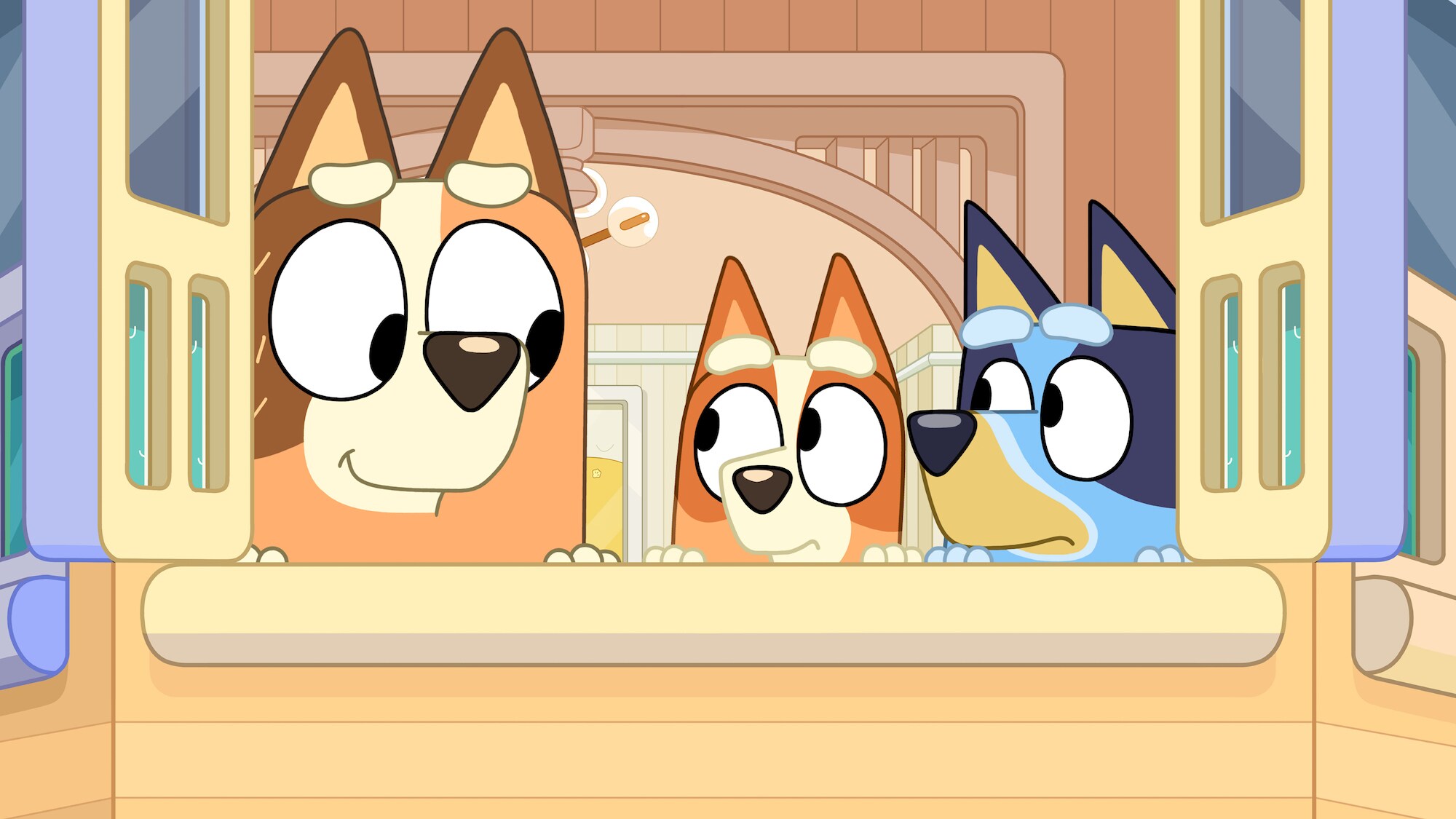 Bluey and Bingo are surprised to see Mum join their secret spy ring! (Credit: Ludo Studio)