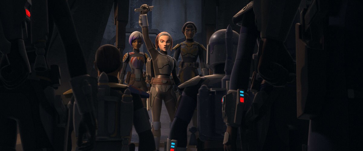 Bo-Katan Kryze claiming the Darksaber