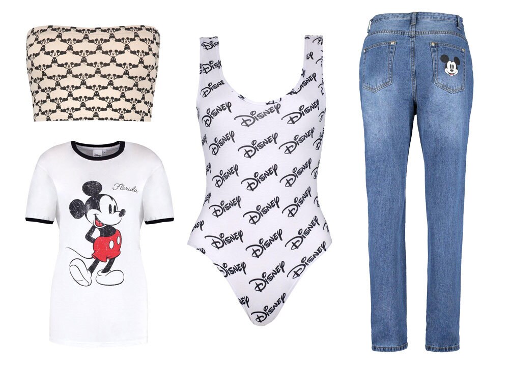 Clothing items from Boohoo's Mickey Mouse Collection