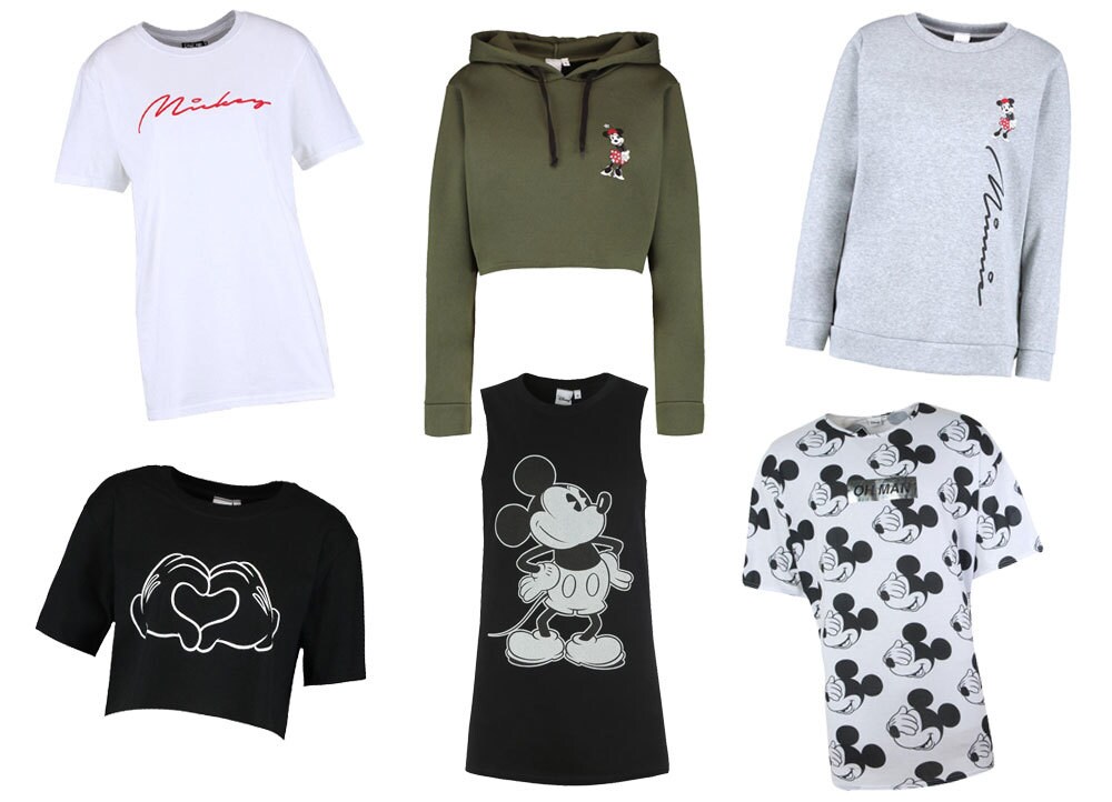 Clothing items from Boohoo's Mickey Mouse Collection