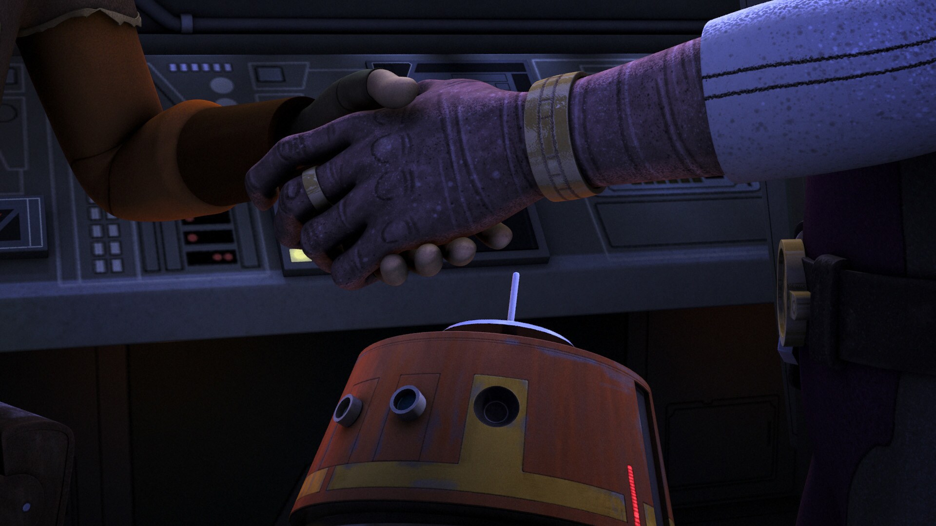 Still pushing for Ezra to join him, Hondo reveals that he has a large shipment of power generator...