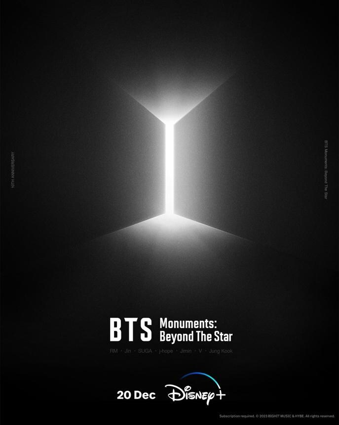 BTS Monuments: Beyond The Star an 8-Part Documentary coming to Disney + on December 20TH