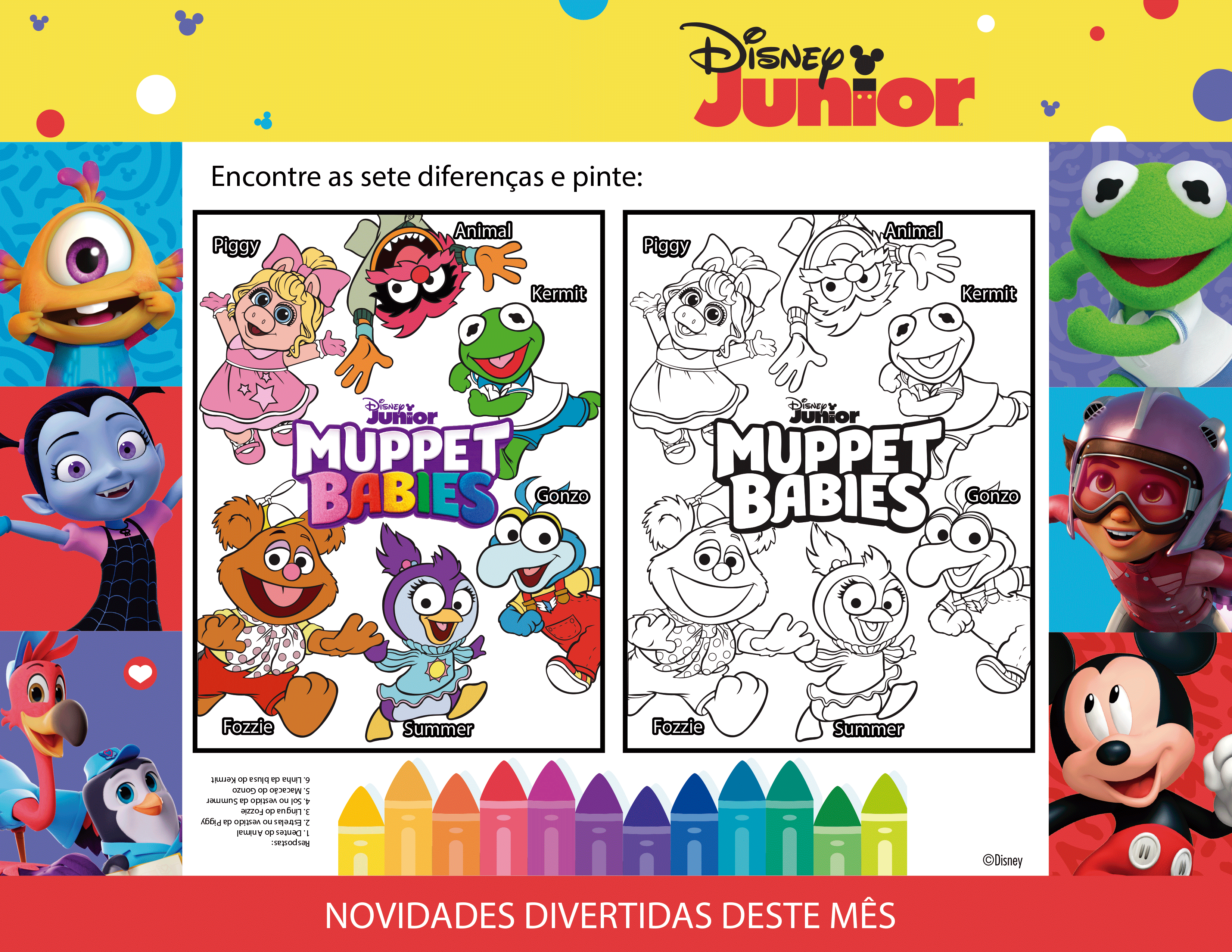 Encontre as diferenças e pinte os Muppet Babies