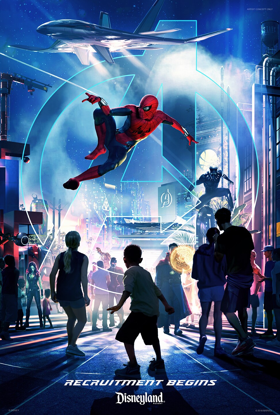 Spiderman shoots web from his wrist in a poster for a new attraction at Disneyland resort. 