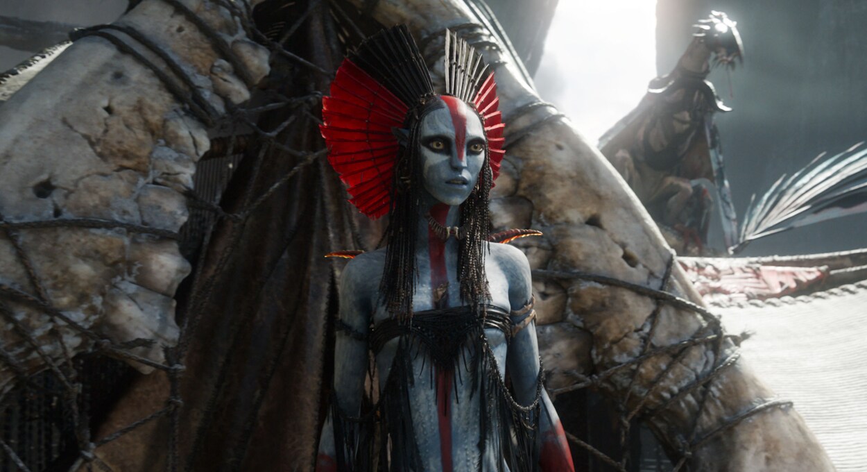 Varang (Oona Chaplin) in 20th Century Studios' AVATAR: FIRE AND ASH. Photo courtesy of 20th Century Studios. © 2025 20th Century Studios. All Rights Reserved.