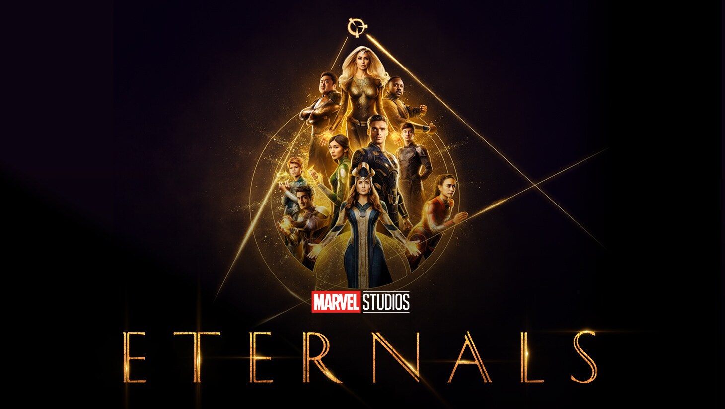 Eternals keyart featuring the cast.