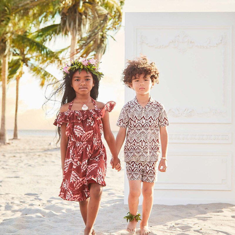 Two children wear clothing from Disney Moana: A Collection by Janie and Jack