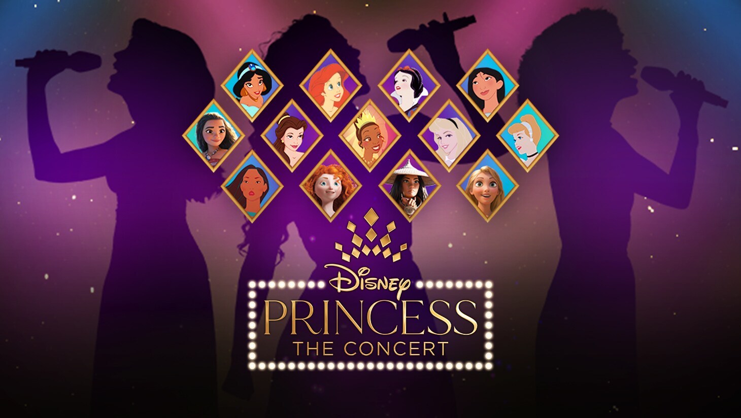 Disney Princess the Concert | Faces of the Disney princesses in diamond thumbnails